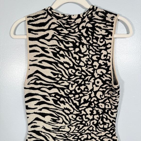 Proenza Schouler White Label Sleeveless Knit Zebra Leopard Midi Dress Womens M - Picture 6 of 10